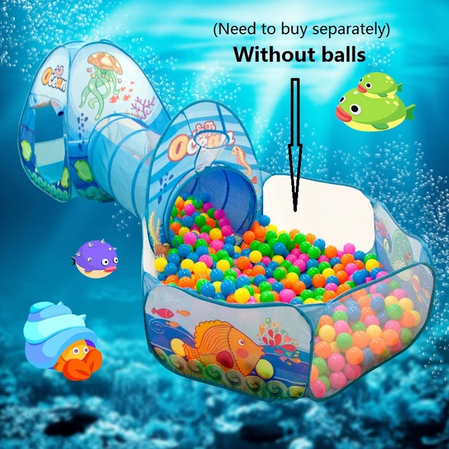 PISCINA DE BOLAS 3 en 1 para niños, parque infantil portátil, tienda de  campaña, túnel para gatear, patio de juegos, regalo - AliExpress