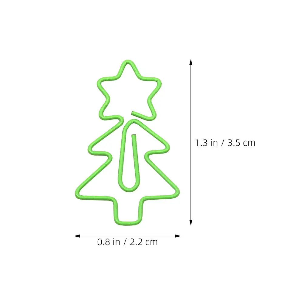 30Pcs 크리스마스 트리 모양의 종이 클립 금속 부드러운 마감 책 클립 페이지 홀더 독서 액세서리 축제 플래너 장식