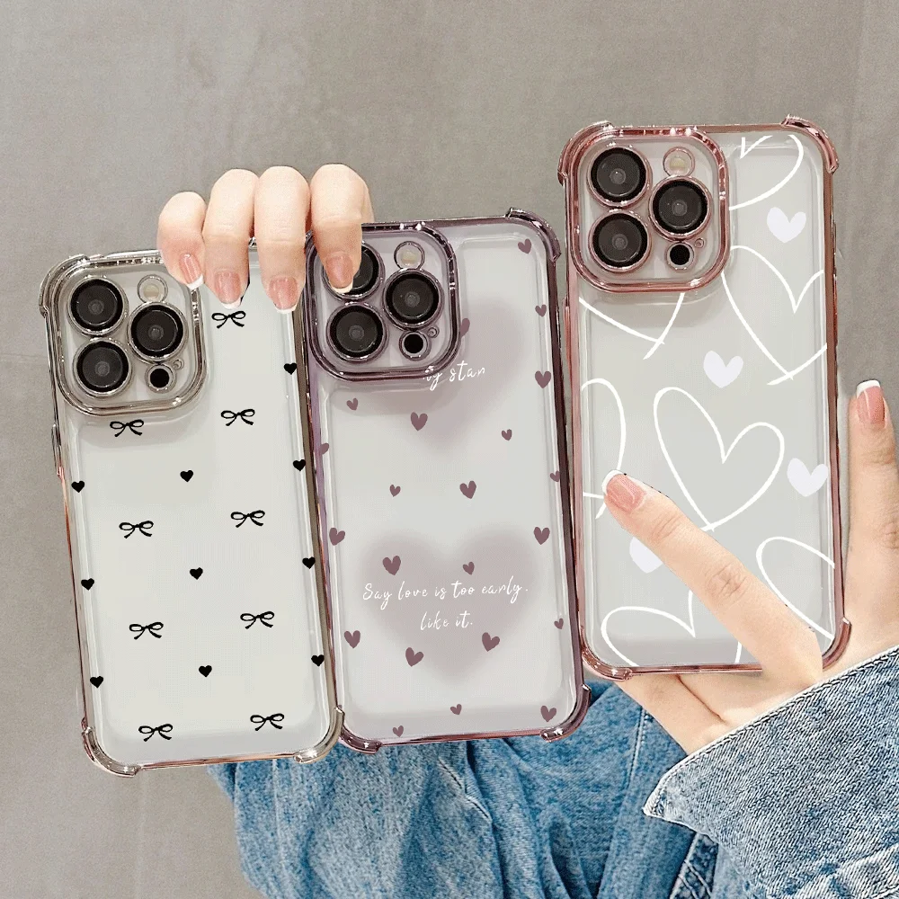 Love Heart Transparent Soft Phone Case