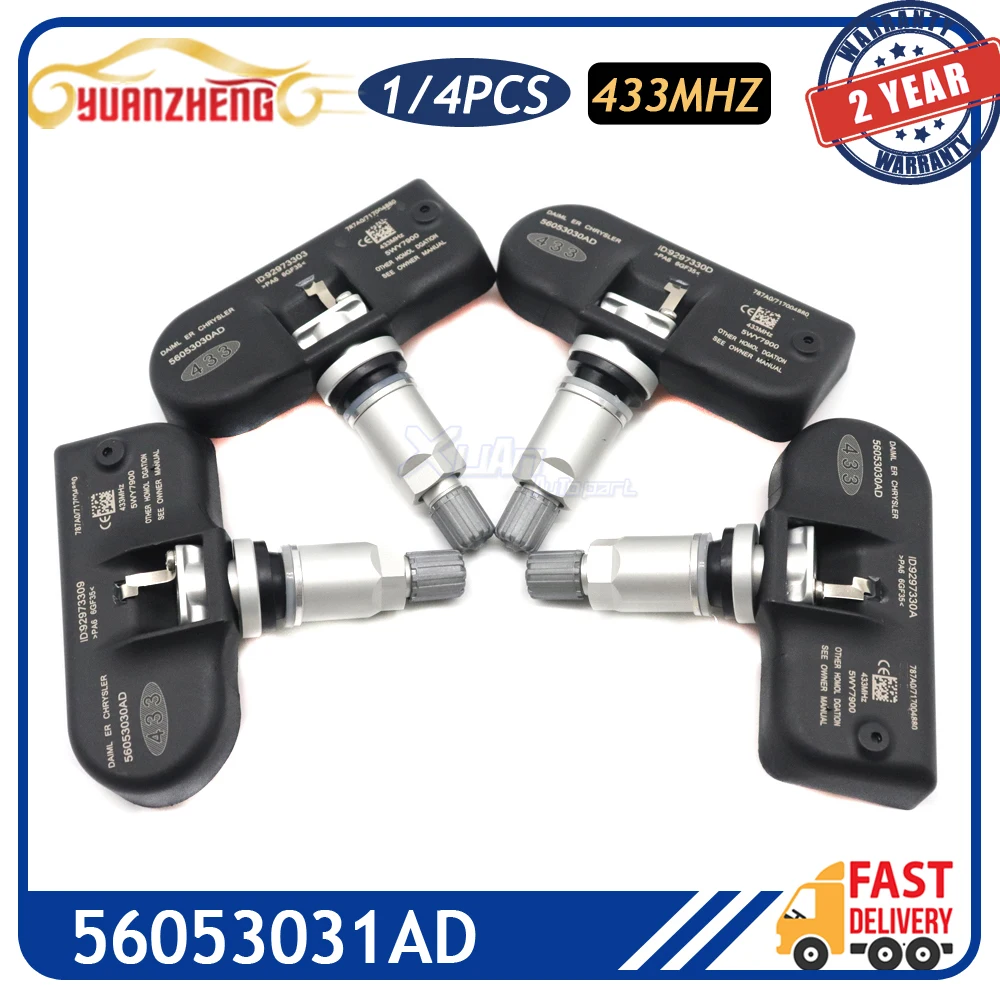 

1/4 шт. новый датчик давления в шинах 56053031AD для Chrysler 200 Sebring Town Для Dodge Avenger Caliber Caravan Journey 433 МГц