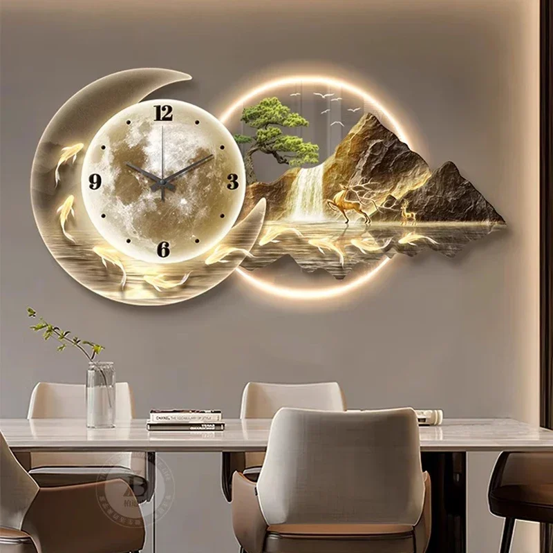 Chinesischen Stil Schlafzimmer Wanduhren Küche Moderne Alarm Nordic Große Größe Kunst Wandbild Wand Uhr Luxus Duvar Saati 5