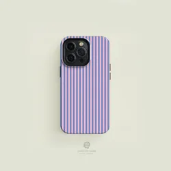 Striped Blue Pink Magnetic Acrylic TPU Phone Case - iPhone 12 Mini (Magnetic)