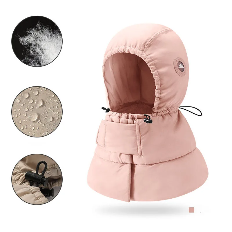 Winter New Ski Hat Women Down Cotton Hat Men Outdoor Sports Cycling Snowboarding Thickened Warm Wind Proof Waterproof