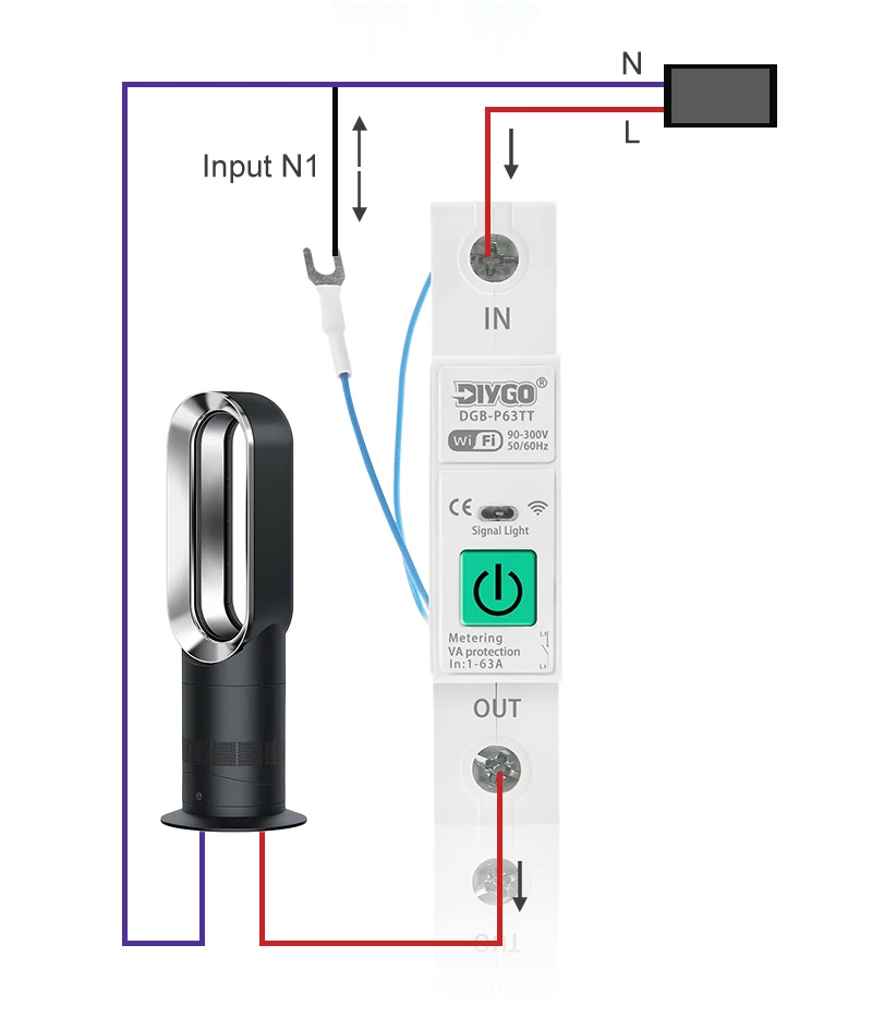 DIY GO TUYA 1-63A 1P WLAN Smart Switch Energiezähler Schutzschalter Spannungs- und Stromschutz Relais Temperaturregelung – Detail 8