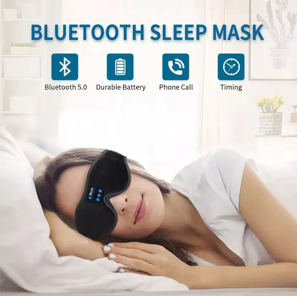 Sleep Mask 3D Bluetooth Headphones Eye Mask Comfortable Wireless Music Sleep Noise Reduction Blackout