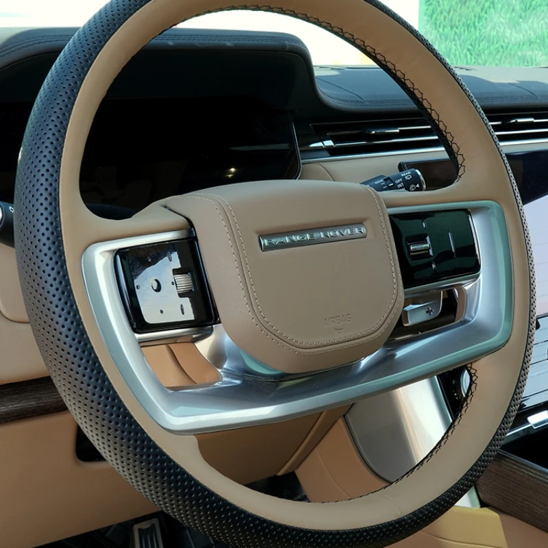 

For Land Rover Range Rover Interior modification special car hand sewn steering wheel cover car wheel cover