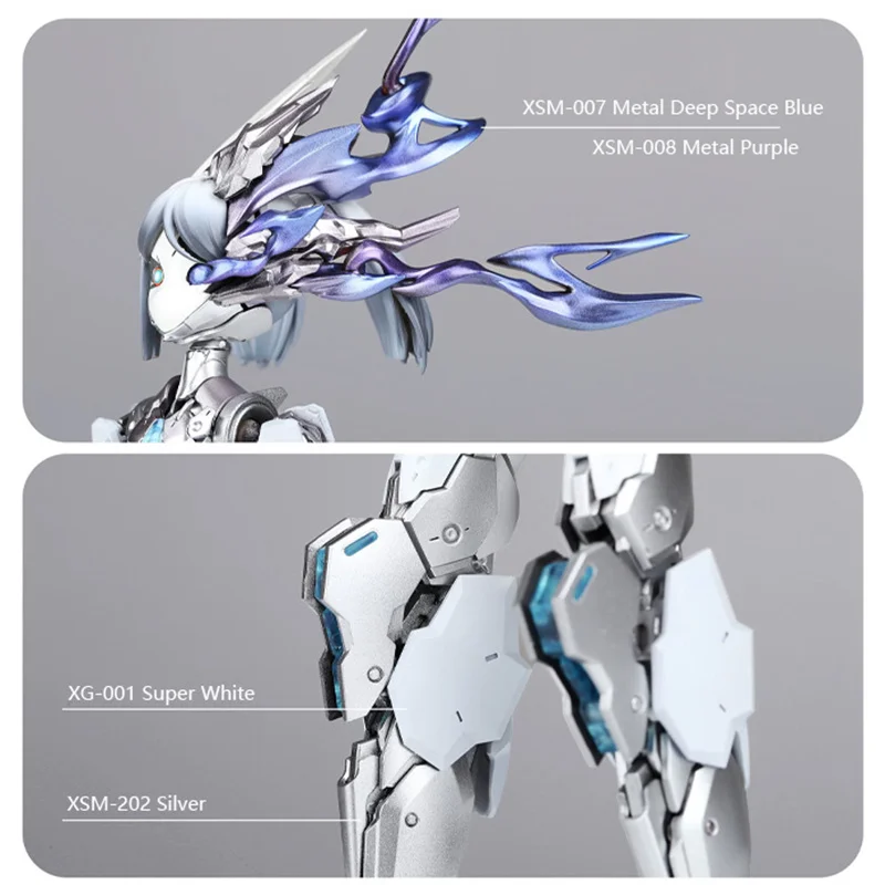 DSPIAE XSM 금속 수성 페인트 세트 모델 취미 DIY 에어브러시 스프레이 조립용 미리 혼합된 안료 50ML