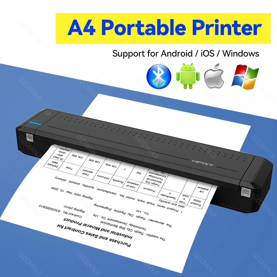 HPRT MT800 Mini imprimante portable sans fil A4 noir