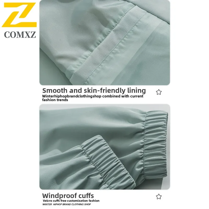 Men Reflective Strip Hooded Windbreaker Autumn Streetwear American Style Casual Waterproof Windproof Outdoor Lightweight Coat​