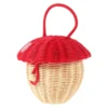 Mushroom Storage Basket Handmade Rattan Handbag Kids Photo Prop Wicker Bucket Cute Bag for Children Snack Toy ganizer Random 3
