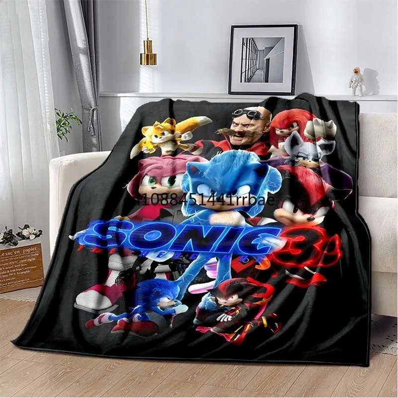 The SS-Sonic Cartoon Priend Blanket Soft Warm Throw Bedroom Decor Napping Couch Sofa Bed Chair Cover for Boys Girls 3