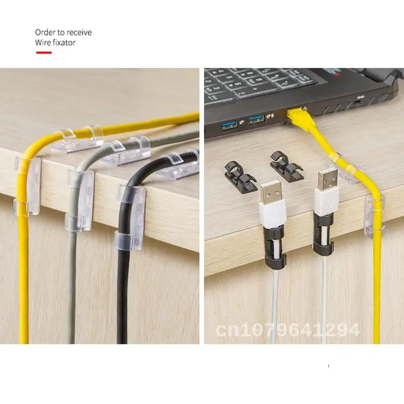 

20pcs Wire Clamp Cable Clip Finisher Buckle Clips Ties Organizer Holder Fastener Fixer Data Telephone Line USB Winder