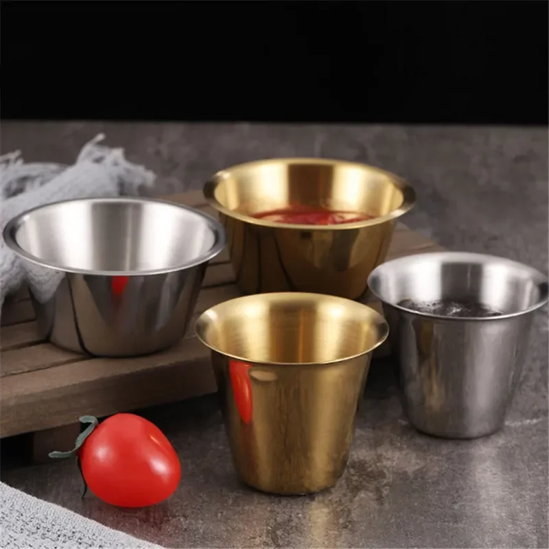 Dipping Bowl Plates Container Reusable Stainless Steel Sauce Cups For  Barbecue