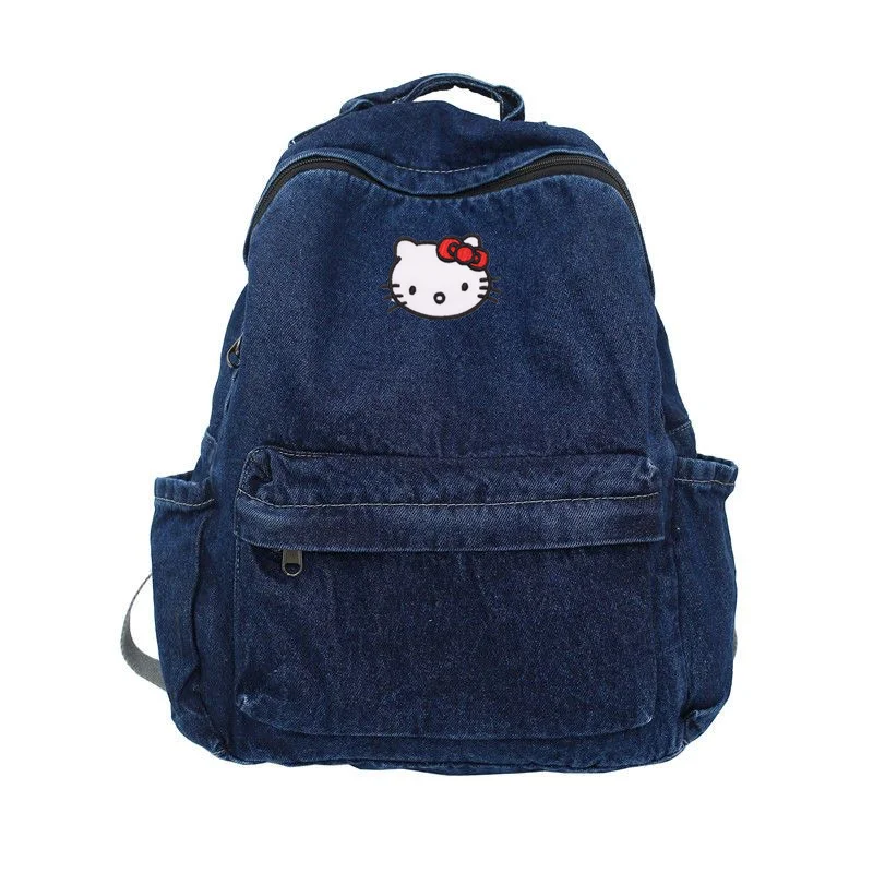 Sanrio hello kitty denim backpack girl boy Y2k Student Fashion kuromi