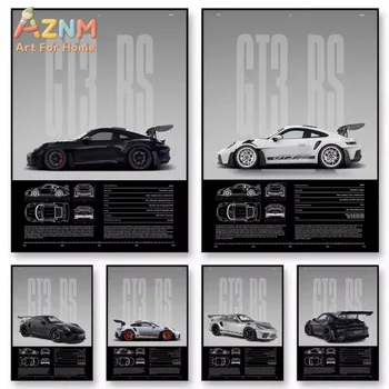 1pc Minimalist 911 GT3-RS 718 GT4 RS Hyper Car Sports Car Supercar Poster Canvas Painting Wall Art Pictures Home Interior Decor 1