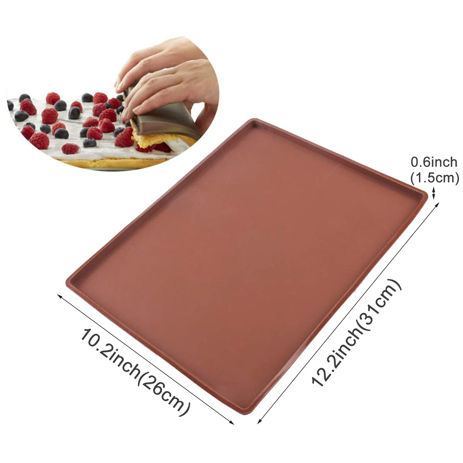 1pc 12.2 inch Silicone Swiss Roll Mold Silicone Baking Tray Pastry Mat for Making Cake Roll Pastry Cookie Swiss Roll Cake Mat