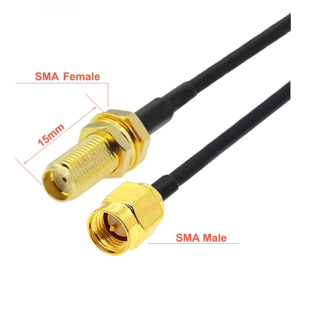 RP-SMA Female | Verguld | 50 Ohm | Enkelvoudig Afgeschermd