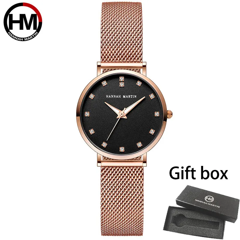 

Japan MIYOTA 2035 Quartz Movement High Quality Ladies Watches Stainless Steel Mesh Strap Rose Gold Waterproof Watches For Women