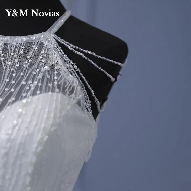 Y&m Novias Real Photo Vintage Lace Beaded Wedding Dresses Halter Neck Bridal Dress Sexy Cheap Wedding Gowns Sweetheart Princess 6