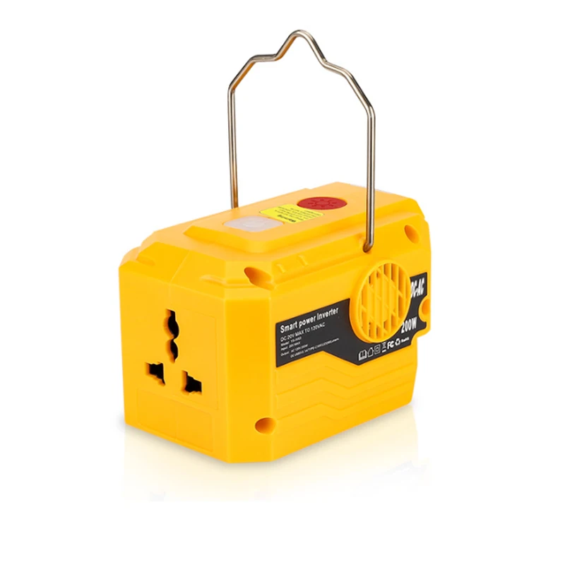 For Makita/Bosch/Dewalt/Milwaukee 18V Battery Outdoor Portable Inverter 200W AC