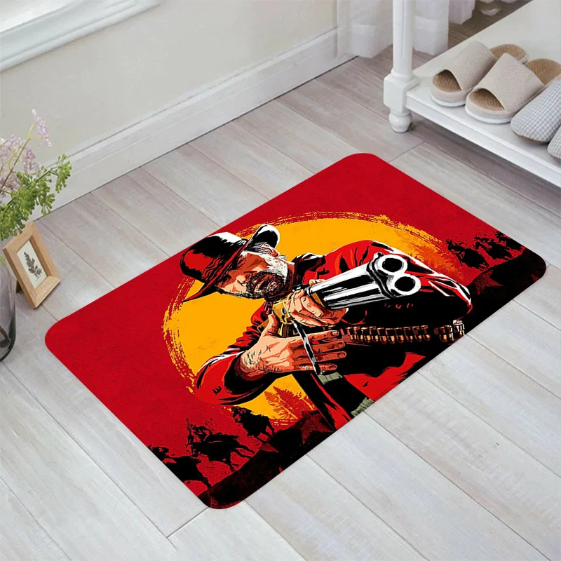Red Dead Redemption 2 Game Floor Mat Aesthetic Room Decoration Doormat Entrance Door Kitchen Rug Balcony Rugs Carpets Home Foot