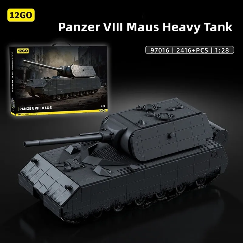 2GO E00 Tank Destroyer Model Toy for Boys W German  High Difficul Assembly Plastic Building Blos Gifts for Kids