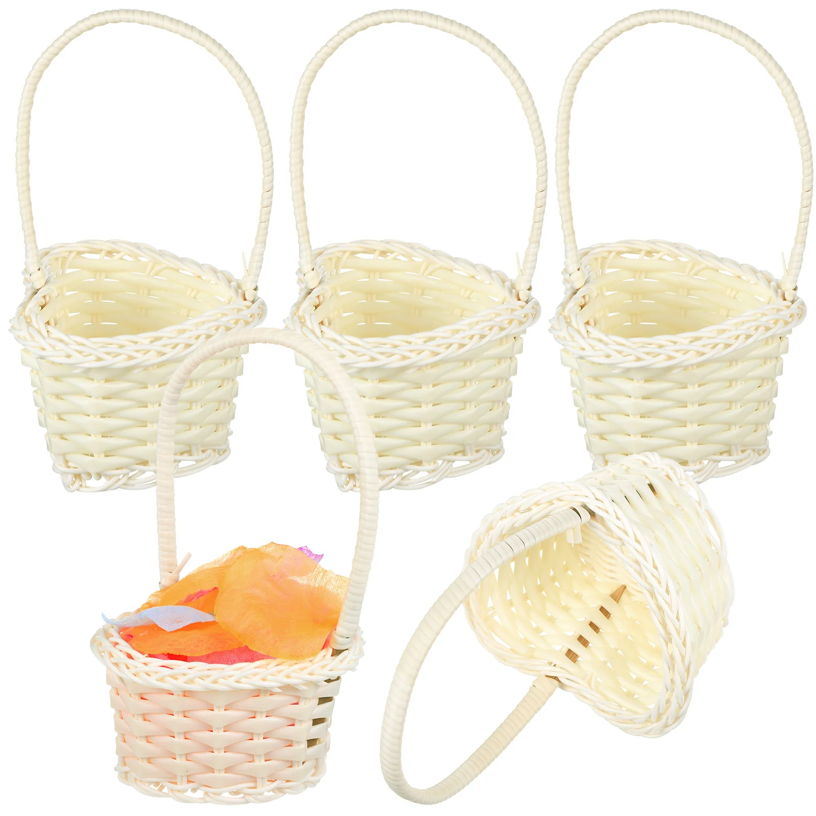 

10 Pcs Woven Flower Basket Handheld Trash Can Eggs Wedding Plastic Decorative Reusable Baby Hampers