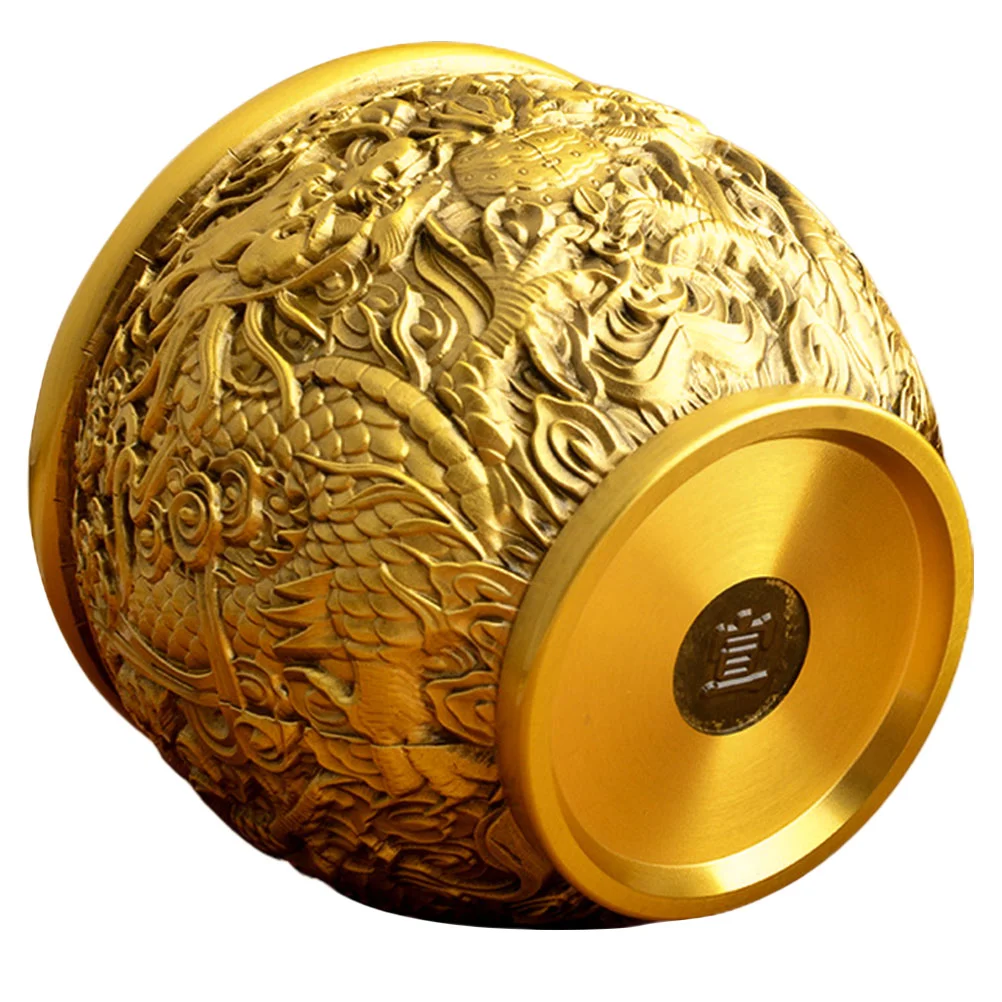 

Brass Cylinder Ornaments Chinese Bowl Treasure Decoration Table Decorations Basin Small Money Style Wealth