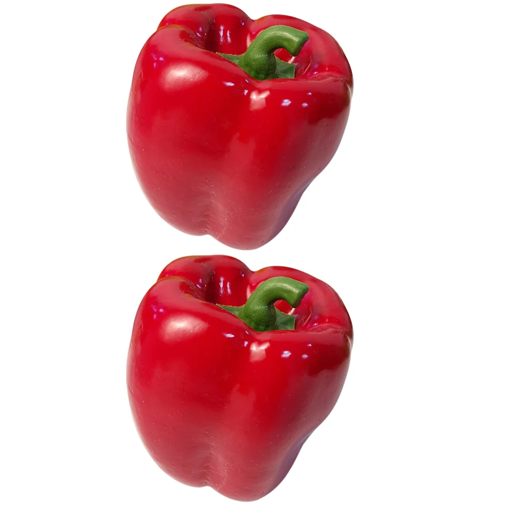 

2 Pcs Artificial Bell Pepper Peppers Decor False Colorful Imitation Sweet Vegetable Green Foam Child