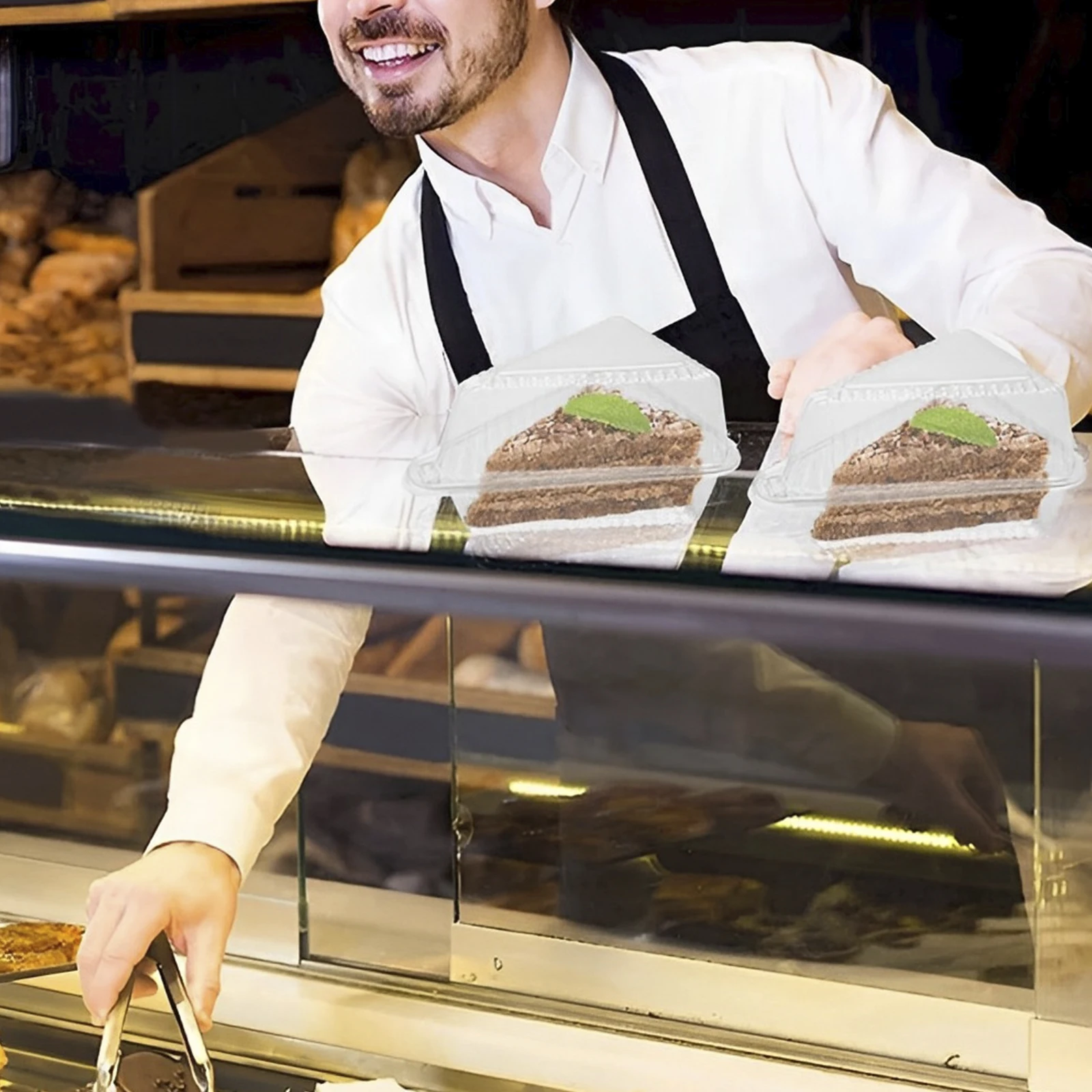 100/150Pcs Cake Slice Container Clear Triangle Dessert Box Reusable Food Packing Box Plastic Mousse Cheesecake Take Out Box