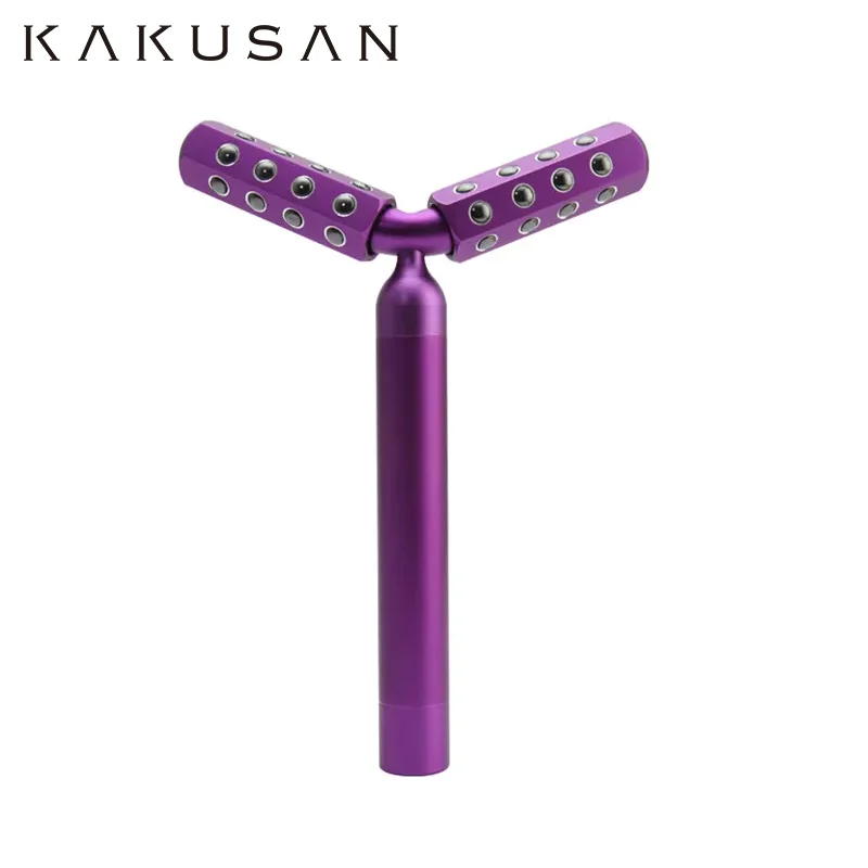 KAKUSAN Y Shape Electric Vibration Germanium Face Neck Uplift Massage Roller 360 Degree Face Roller For Wrinkles