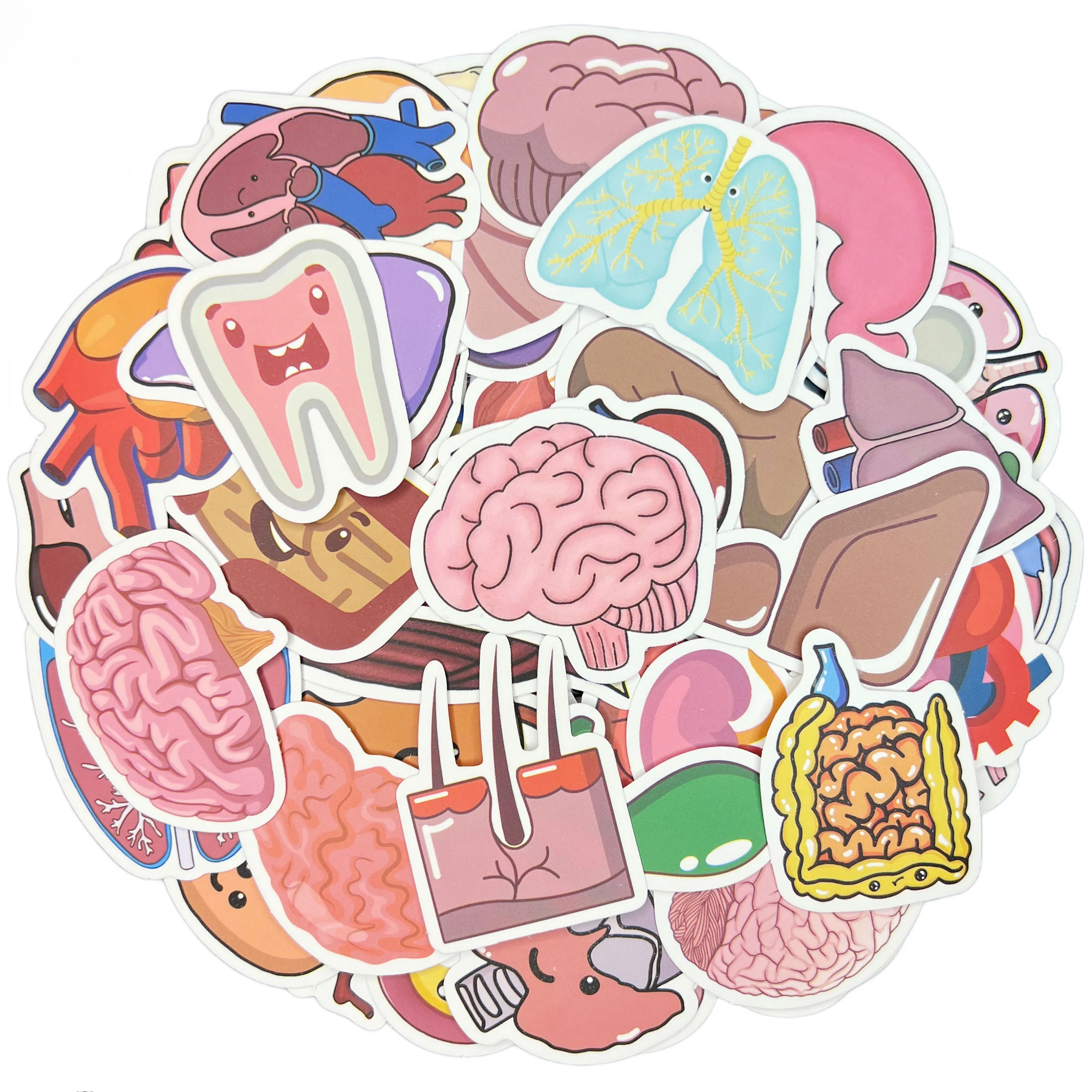 

13/65PCS Cartoon Organ Waterproof Graffiti Sticker Aesthetic Decorative Luggage Laptop Guitar Journal Scrapbook Kids Stickers