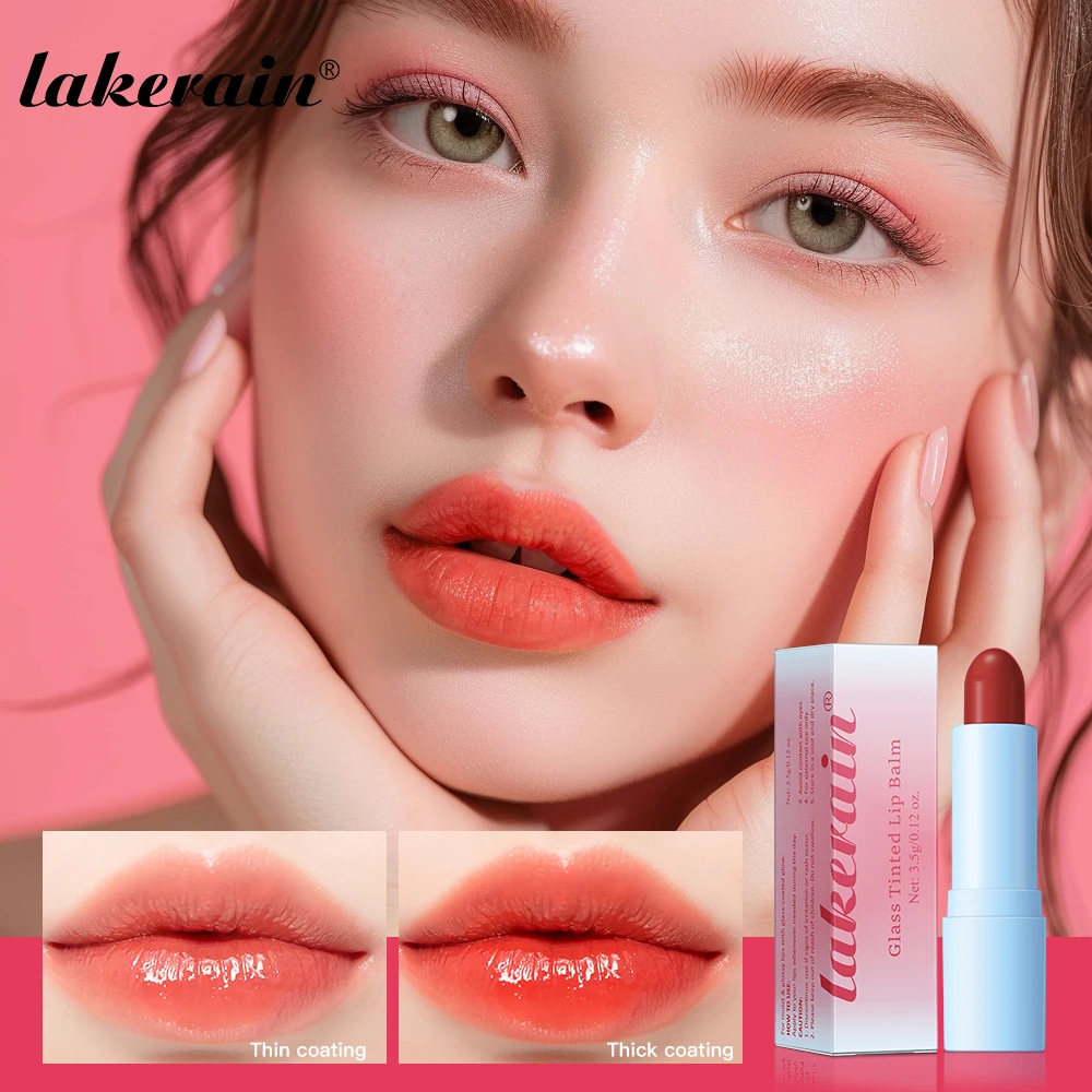 Glass Tinted Lip Balm Light Cherry Red Orange Glow Moisturizing Vegetarian Lip Balm With Bright Clear Color Korea Lip Cosmetics 2