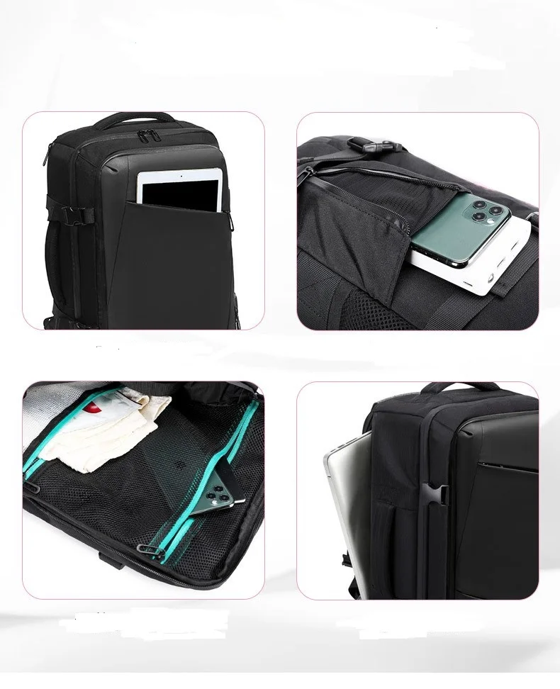 Men's bag, large capacity backpack, 15.6-inch, 16 inch computer backpack, men's shoe compartment, dry and wet separation layer,