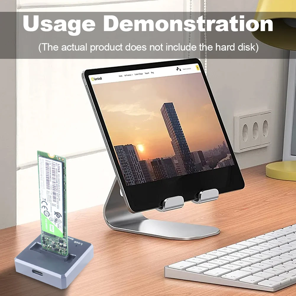 SSD 도킹 스테이션 캐디 박스 베이스 어댑터, C타입 M.2 NVME/SATA SSD 외부 인클로저, 모바일 하드 드라이브 베이스 M 키, 1000 MB/s
