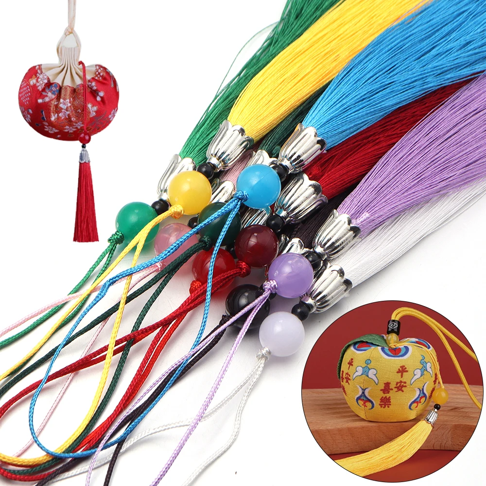 10Pcs Tassels 실키 수제 소프트 Tassels Jade Bead Tassels DIY 공예 공예 자동차 열쇠 고리 장식 펜던트 부드러운 프린지 트림