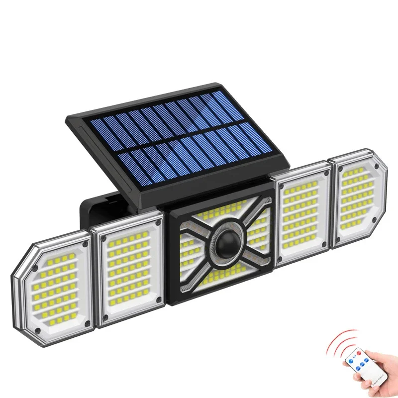 Description Picture 3 of item244 LED Solar Street Light 5 Head Wall-Mounted Motion Sensor Waterproof Integrated Outdoor Light Courtyard Road Lighting 3 modes