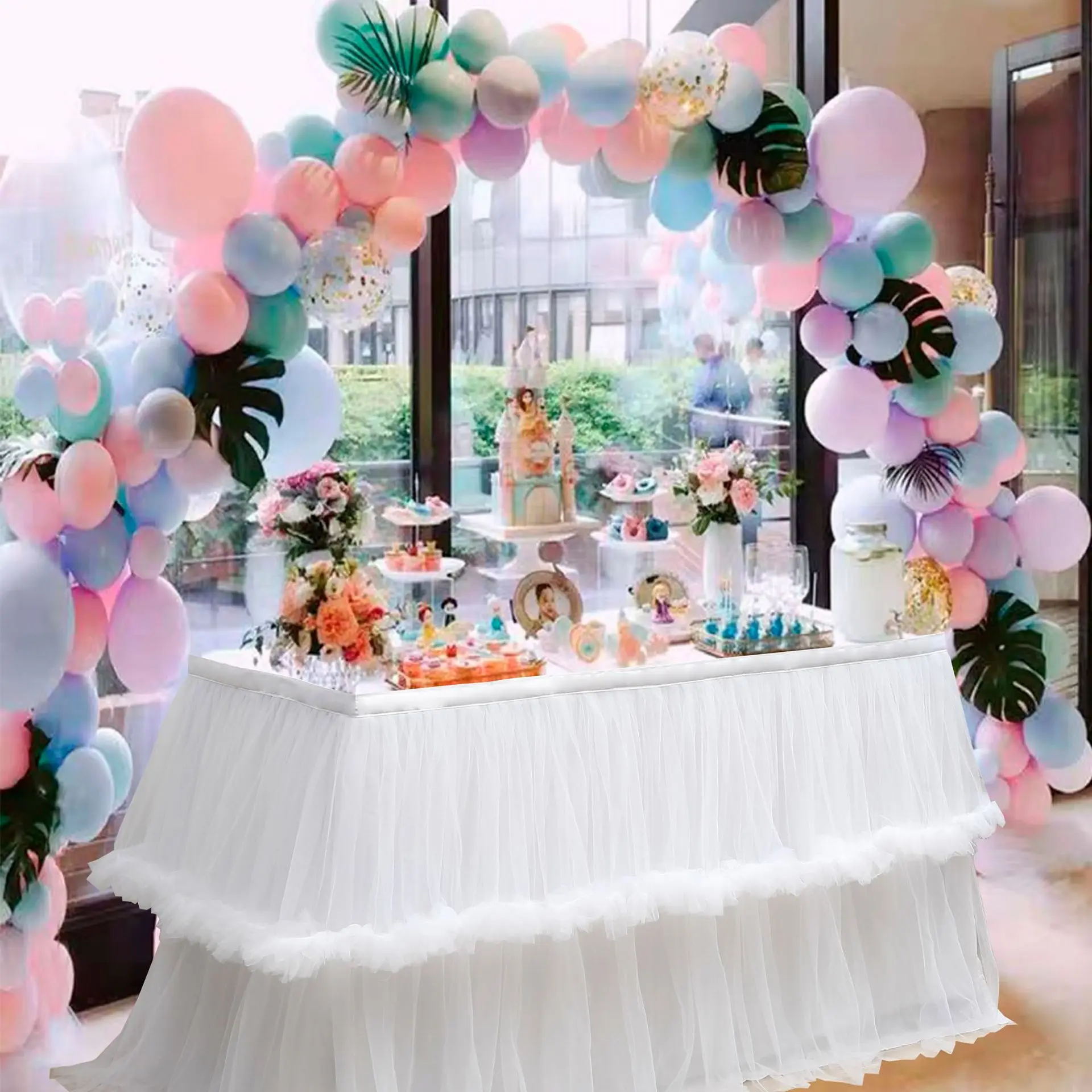 Tutu Tulle Table Skirt Tableware Lace Cover Baby Shower Home Decor Table Skirting Birthday Party Wedding Wed Decor