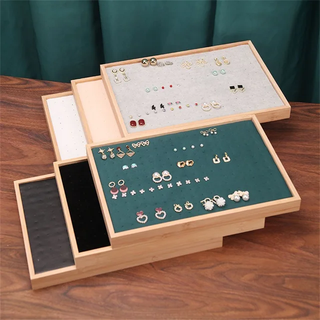 Plateau d'exposition de boucles d'oreilles en bois à 216 trous, support de rangement de boucles d'oreilles de grande capacité, organisateur de bijoux, accessoires de vitrine de comptoir