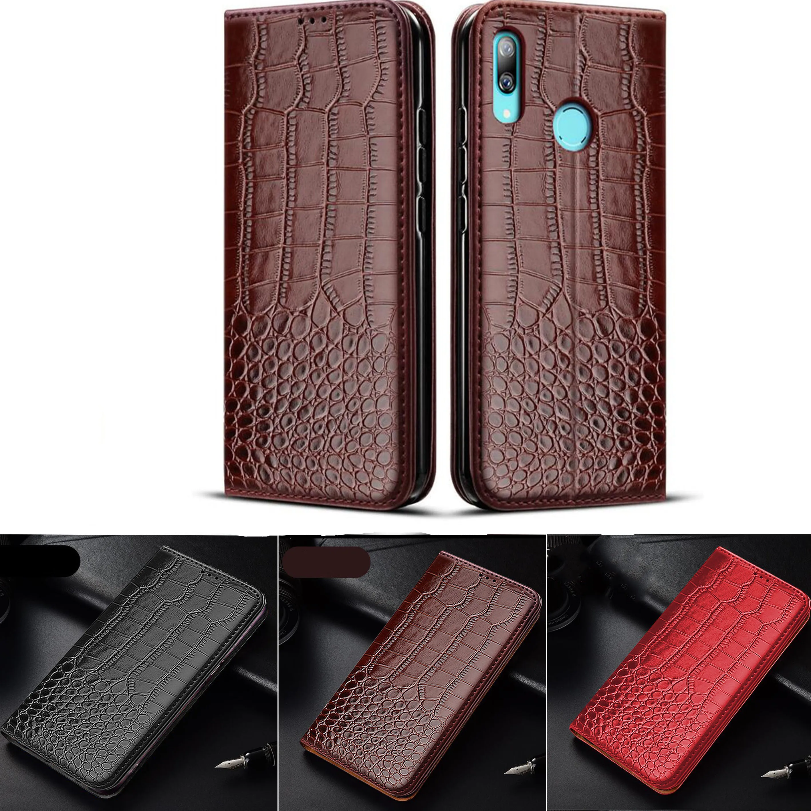 Per Huawei P30 Lite Core Flip Phone Case Per Huawei P30 Lite Mar-Lx1A Cover Luxury Classic Pu Leather Phone Case