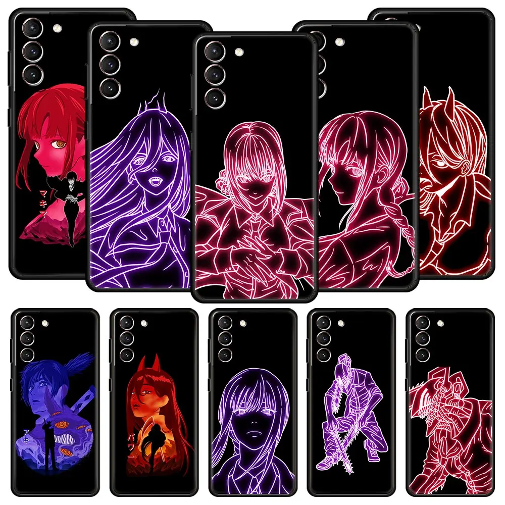 

Makima Chainsaw Man Neon Anime Phone Case For Samsung Galaxy S23 S22 Ultra S20 S21 FE 5G S10 S9 Plus S10E S8 S7 Edge Soft Cover