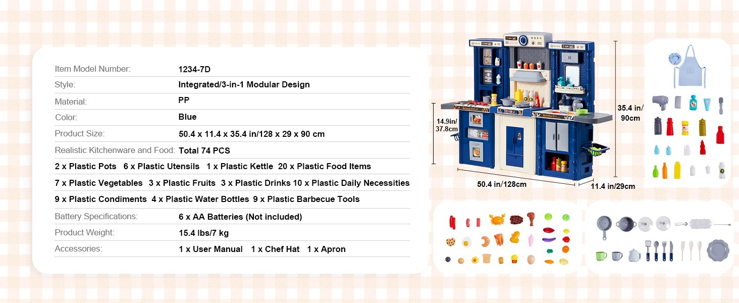 set cucina giocattolo per bambini blu
