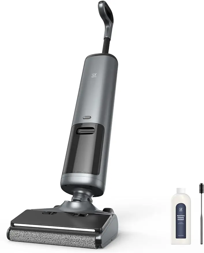 

OSOTEK Cordless Wet Dry Vacuum Mop Combo - Unique 180° Flat Wide Floor Brush for Pet Hair, Footprints & Household Messes