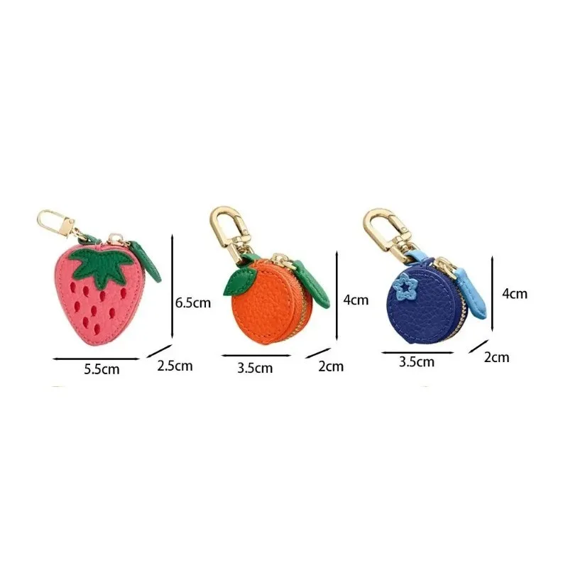 3-in-1 Fruit Shaped Leather Coin Purse - Mini Zipper Keychain with Earphone Storage, Cute Women's Wallet & Gift-ready Accessory
