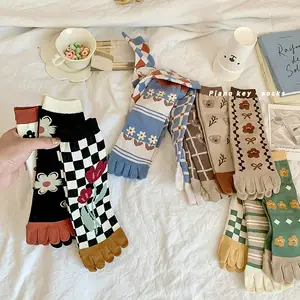 Calcetines de algodón de cinco dedos para mujer y niña, medias con forma de  corazón amoroso y dedos separados, Otoño e Invierno - AliExpress