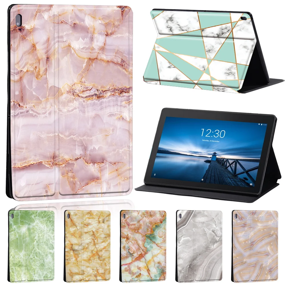 Custodia In Pelle Per Lenovo Smart Tabm7/M8/M10 Fhd Plus/Lenovo Tab E10/Tab M10Anti-Fall Custodia In Marmo Serie Flip Tablet