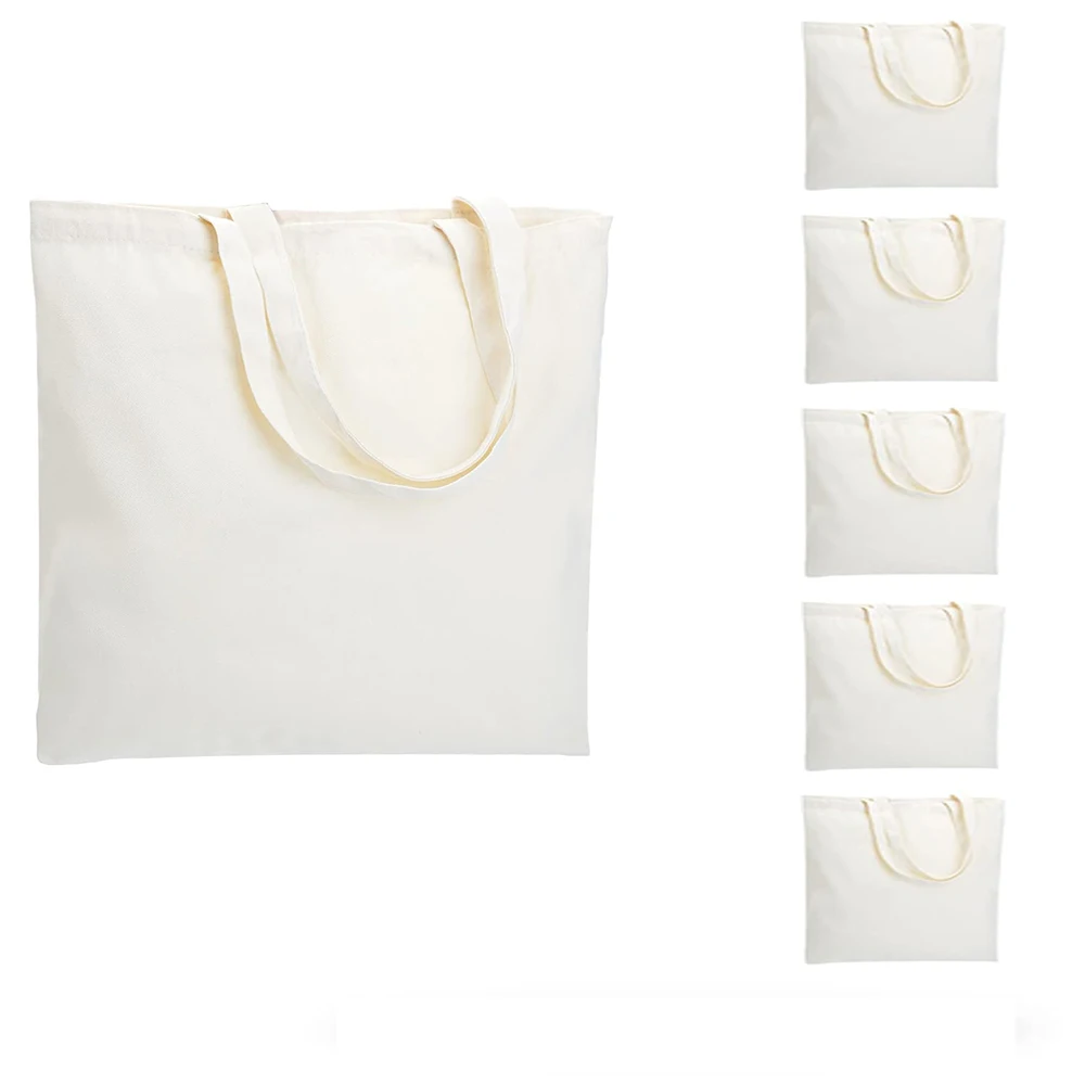 Canvas Tote Bags 6-Pack Sustainable Reusable Grocery Large Capacity for DIY Gift Ideas and Heat Transfer Designs