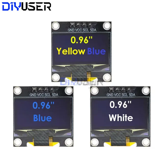 DIYUSER 0.96 inch IIC SPI Serial 7/4Pin White/Blue/Yellow Blue/Yellow OLED Display SSD1306 12864 LCD Screen Board for Arduino