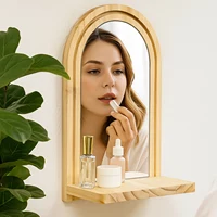 ชั้นวางต้นไม้ติดผนังอะคริลิคกระจกเงาพร้อมกรอบไม้ แผงใสโปร่งแสงรูปทรงประตู สำหรับตกแต่งห้องนั่งเล่นและห้องนอน 2