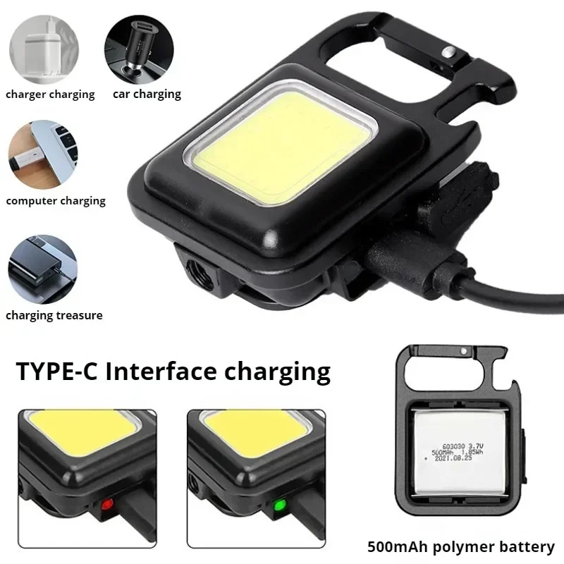 Portable Flashlight Portable Camping Light Led Light Mini LED 100-800LM Flashlight Keychain Multifunctional Portable COB Camping Lamps USB Charging Work Lights Fishing Lanterna